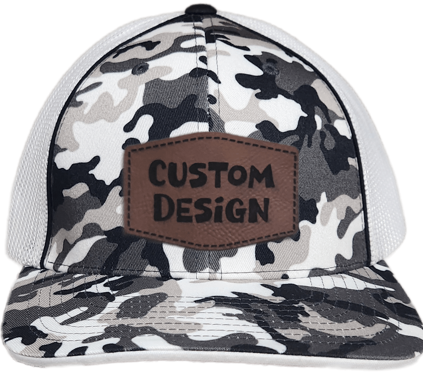 Custom Patch - Pacific Headwear Glamo Mesh Flex Fit Cap - BLACK/WHITE/BLACK - Smalltown Connetchin