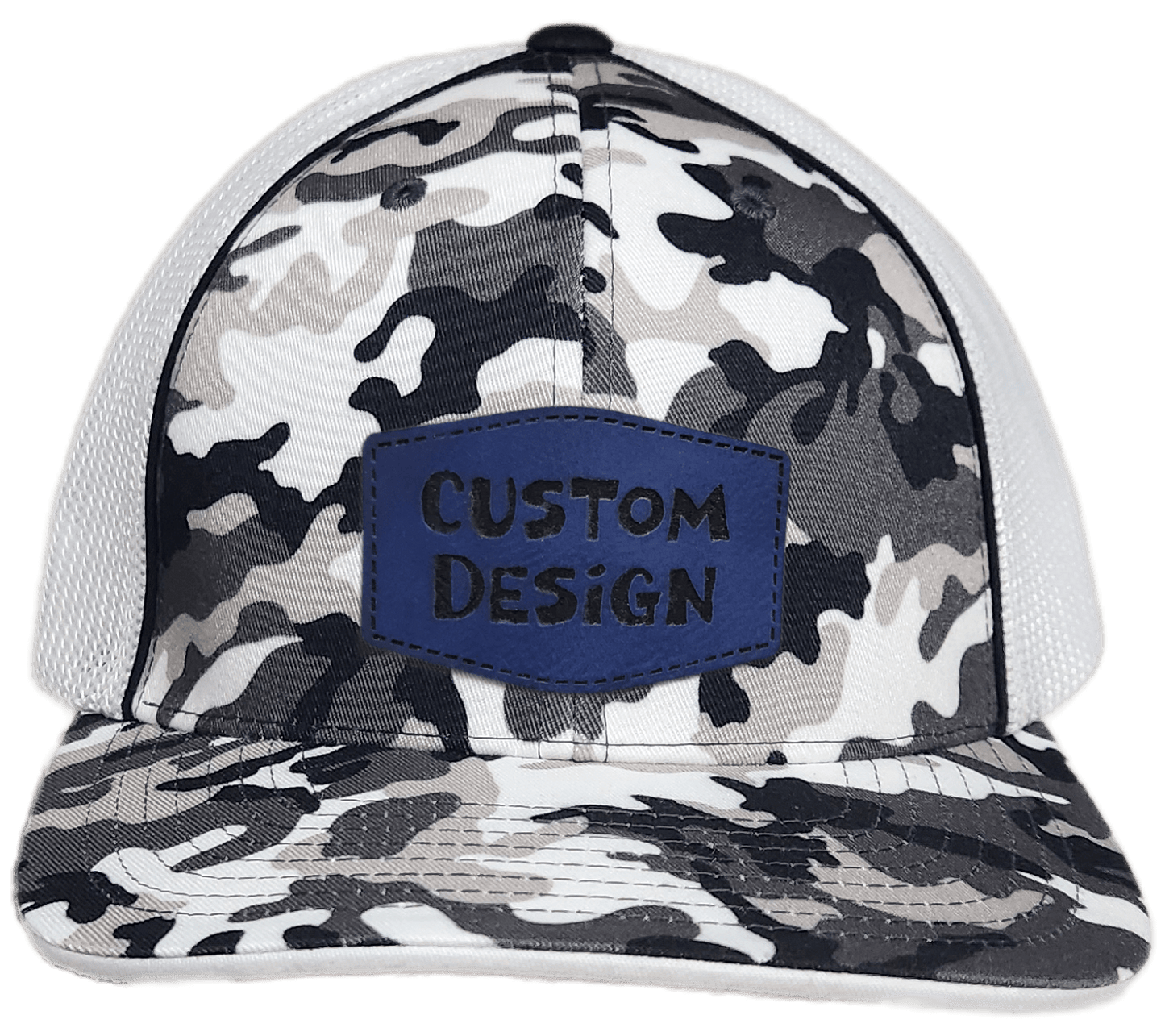 Custom Patch - Pacific Headwear Glamo Mesh Flex Fit Cap - BLACK/WHITE/BLACK - Smalltown Connetchin