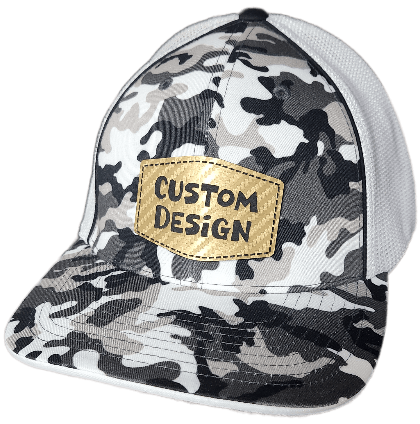 Custom Patch - Pacific Headwear Glamo Mesh Flex Fit Cap - BLACK/WHITE/BLACK - Smalltown Connetchin