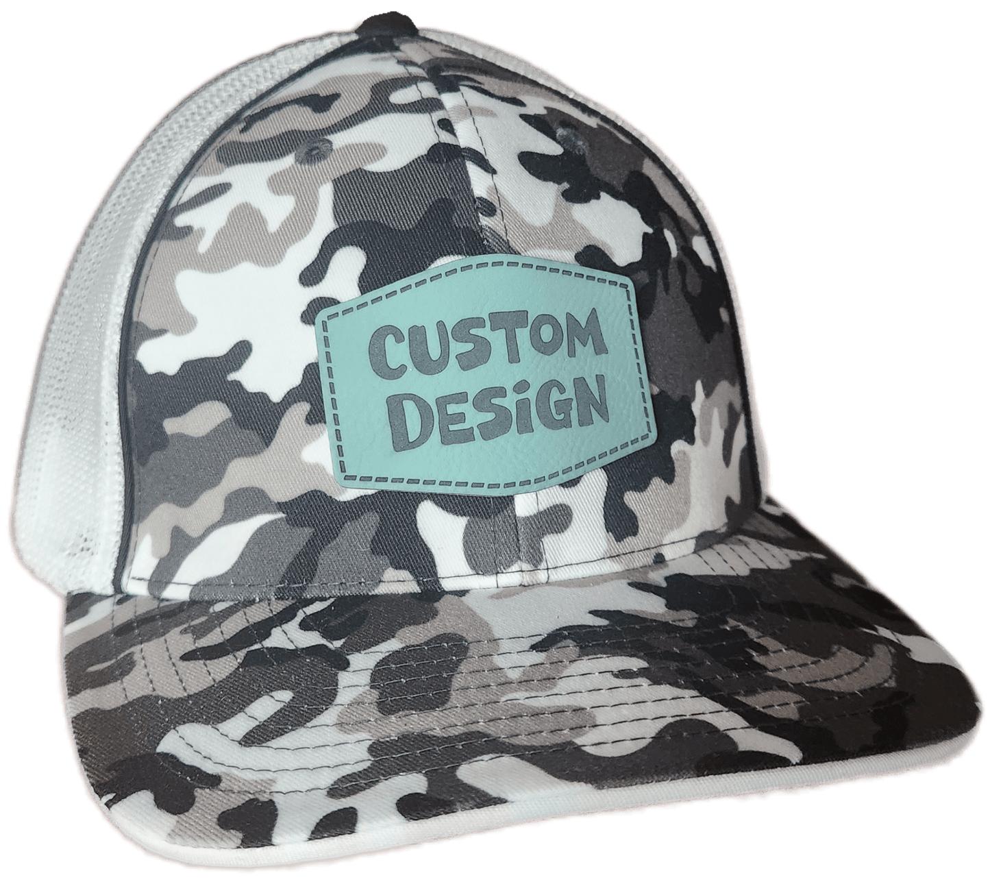 Custom Patch - Pacific Headwear Glamo Mesh Flex Fit Cap - BLACK/WHITE/BLACK - Smalltown Connetchin