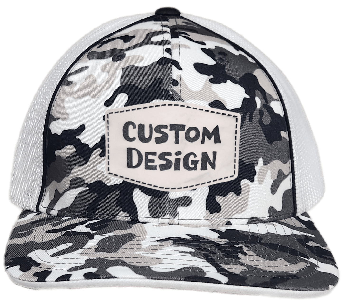 Custom Patch - Pacific Headwear Glamo Mesh Flex Fit Cap - BLACK/WHITE/BLACK - Smalltown Connetchin