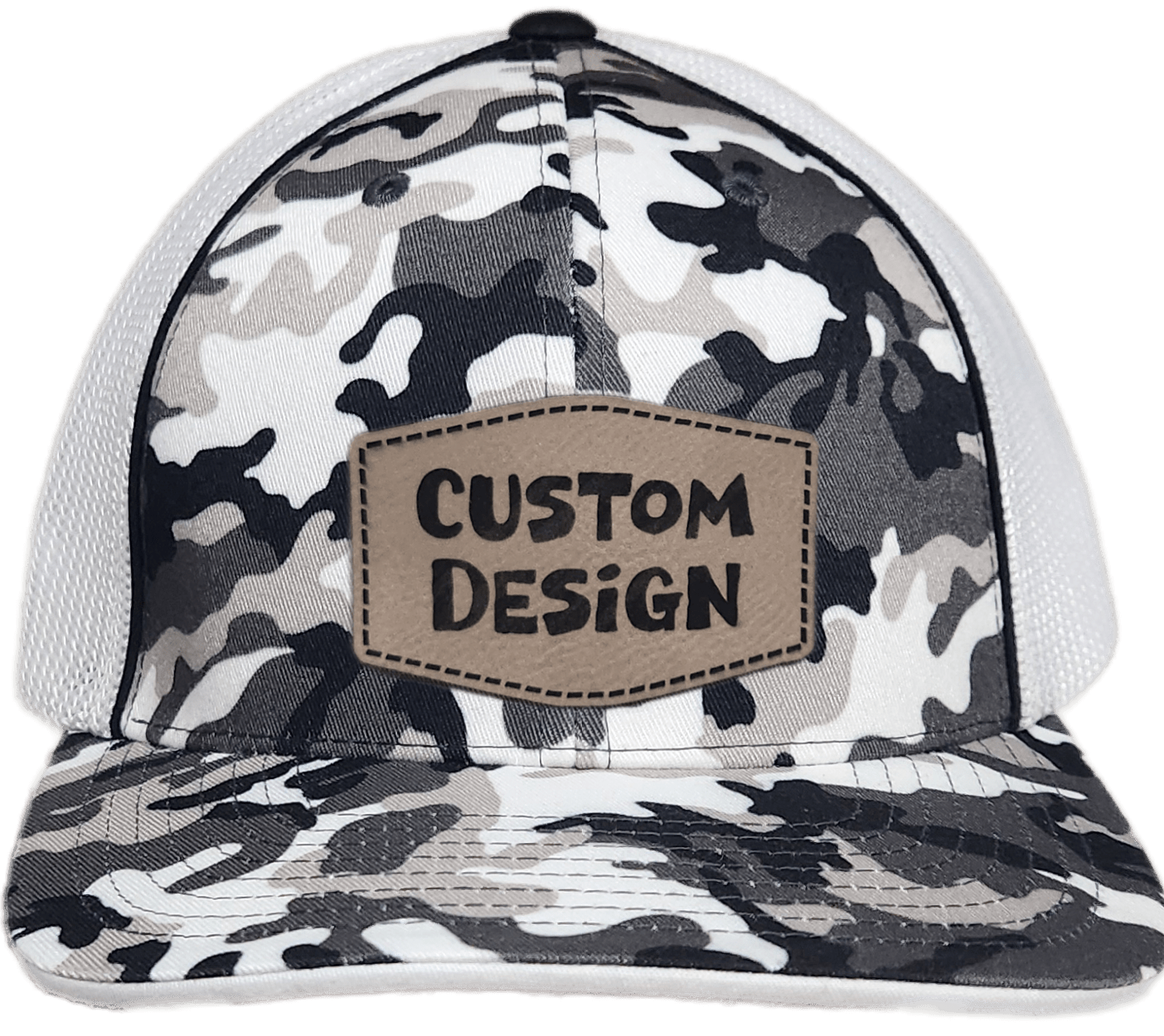 Custom Patch - Pacific Headwear Glamo Mesh Flex Fit Cap - BLACK/WHITE/BLACK - Smalltown Connetchin