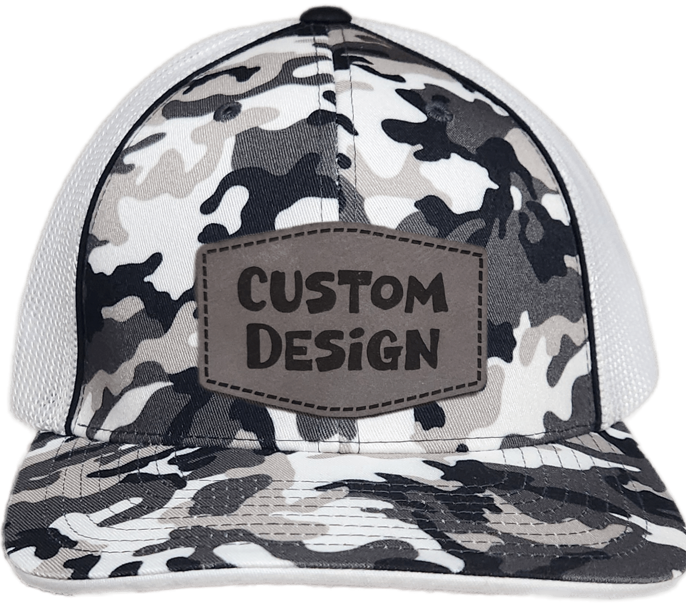 Custom Patch - Pacific Headwear Glamo Mesh Flex Fit Cap - BLACK/WHITE/BLACK - Smalltown Connetchin