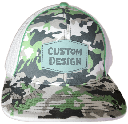 Custom Patch - Pacific Headwear Glamo Mesh Flex Fit Trucker Cap - GREEN/WHITE/BLACK/CAMO - Smalltown Connetchin