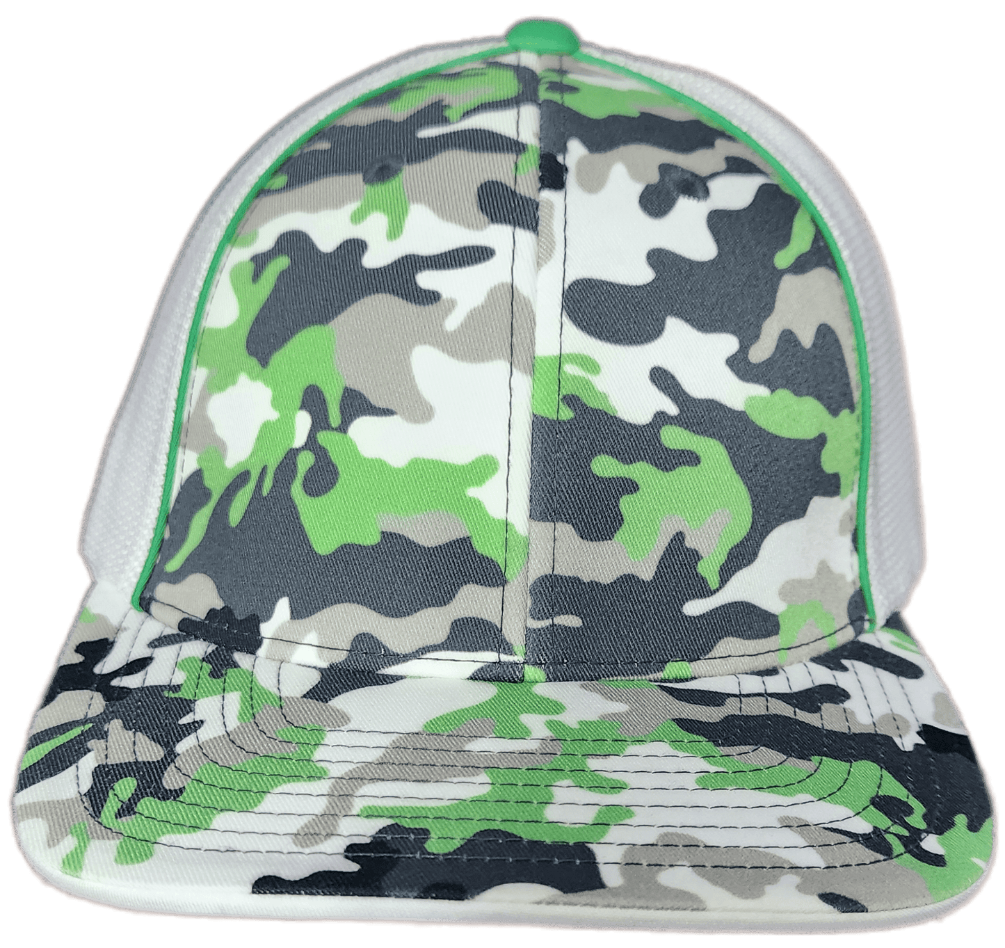Custom Patch - Pacific Headwear Glamo Mesh Flex Fit Trucker Cap - GREEN/WHITE/BLACK/CAMO - Smalltown Connetchin
