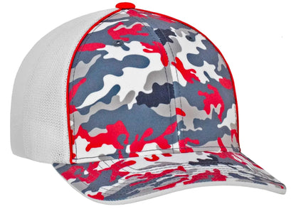 Custom Patch - Pacific Headwear Glamo Mesh Flex Fit Trucker Cap - RED/WHITE/RED - Smalltown Connetchin