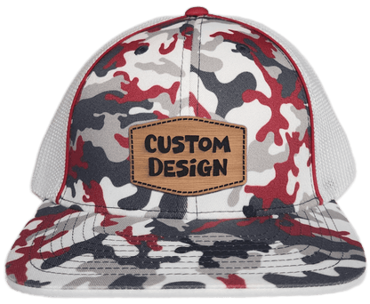 Custom Patch - Pacific Headwear Glamo Mesh Flex Fit Trucker Cap - RED/WHITE/RED - Smalltown Connetchin