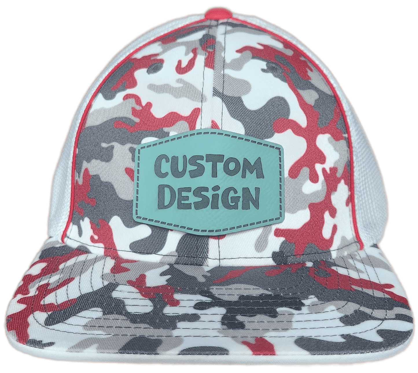 Custom Patch - Pacific Headwear Glamo Mesh Flex Fit Trucker Cap - RED/WHITE/RED - Smalltown Connetchin
