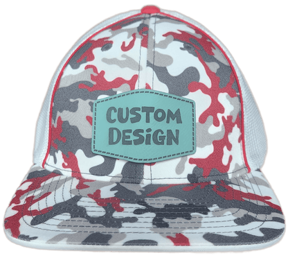 Custom Patch - Pacific Headwear Glamo Mesh Flex Fit Trucker Cap - RED/WHITE/RED - Smalltown Connetchin