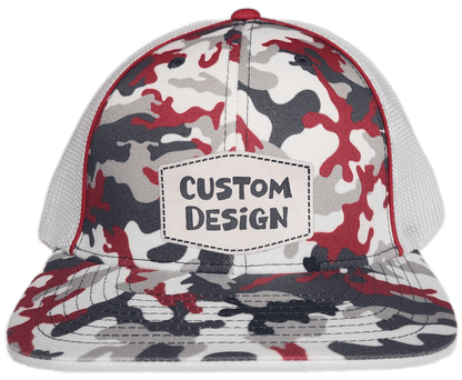 Custom Patch - Pacific Headwear Glamo Mesh Flex Fit Trucker Cap - RED/WHITE/RED - Smalltown Connetchin