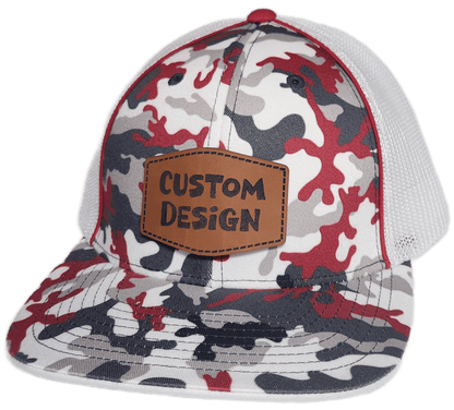 Custom Patch - Pacific Headwear Glamo Mesh Flex Fit Trucker Cap - RED/WHITE/RED - Smalltown Connetchin