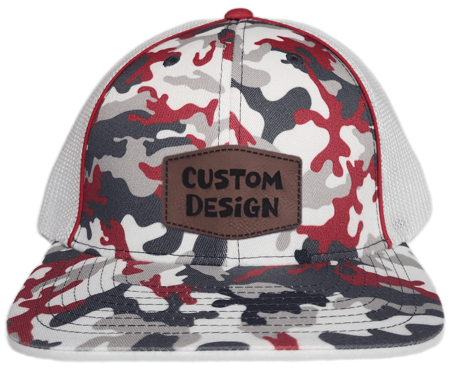 Custom Patch - Pacific Headwear Glamo Mesh Flex Fit Trucker Cap - RED/WHITE/RED - Smalltown Connetchin