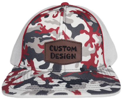 Custom Patch - Pacific Headwear Glamo Mesh Flex Fit Trucker Cap - RED/WHITE/RED - Smalltown Connetchin