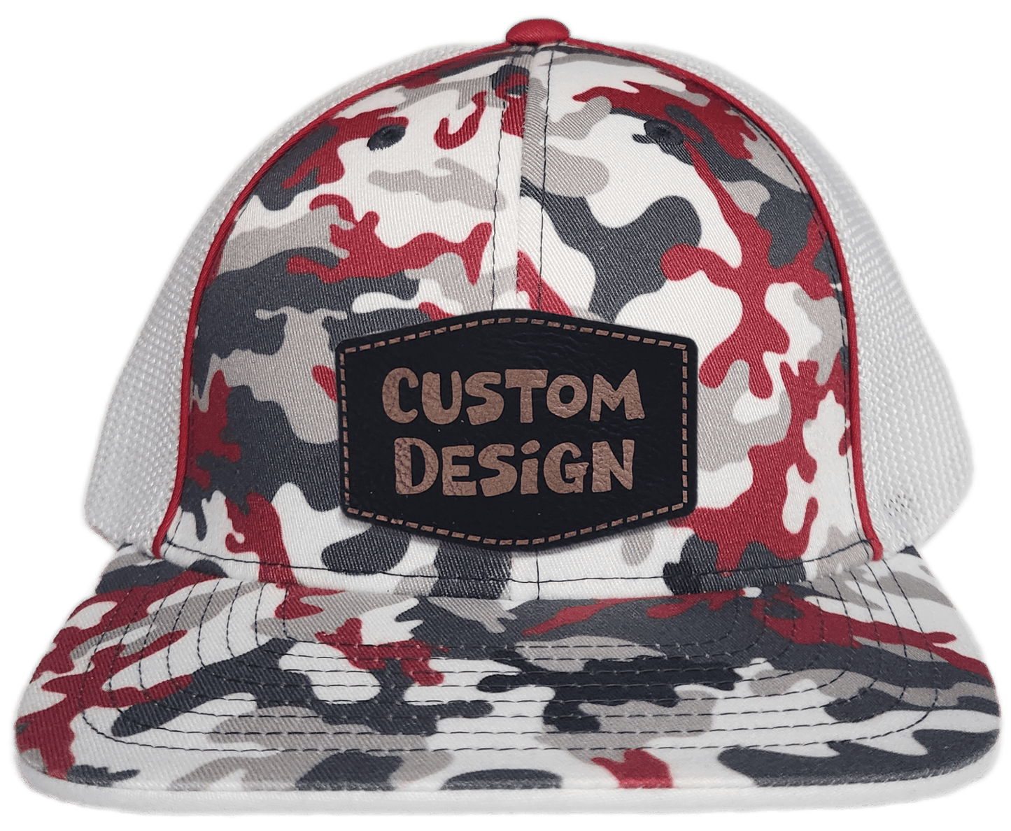 Custom Patch - Pacific Headwear Glamo Mesh Flex Fit Trucker Cap - RED/WHITE/RED - Smalltown Connetchin