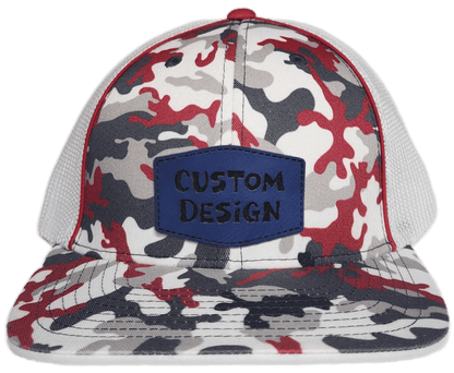 Custom Patch - Pacific Headwear Glamo Mesh Flex Fit Trucker Cap - RED/WHITE/RED - Smalltown Connetchin