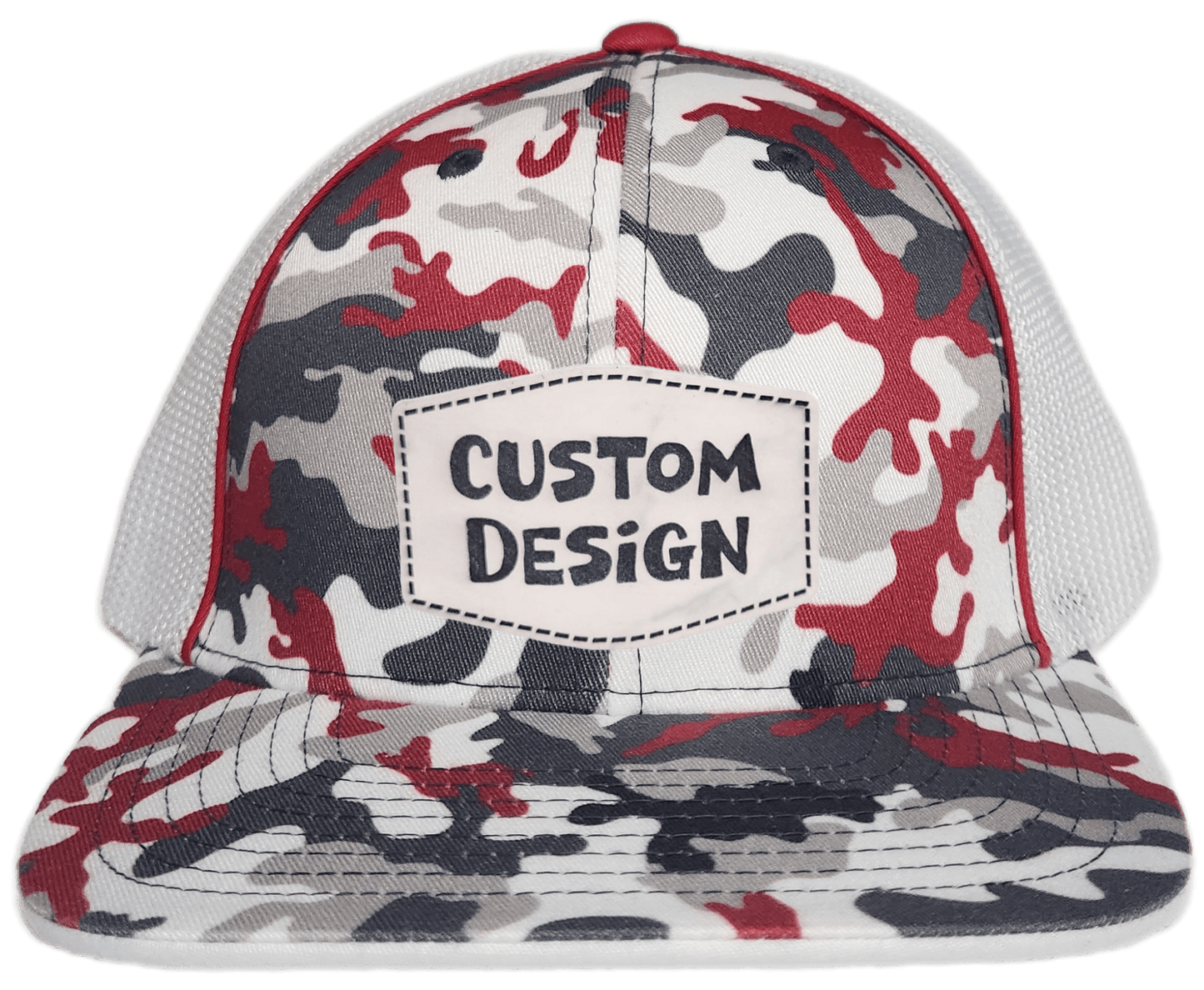 Custom Patch - Pacific Headwear Glamo Mesh Flex Fit Trucker Cap - RED/WHITE/RED - Smalltown Connetchin