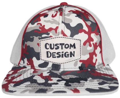 Custom Patch - Pacific Headwear Glamo Mesh Flex Fit Trucker Cap - RED/WHITE/RED - Smalltown Connetchin