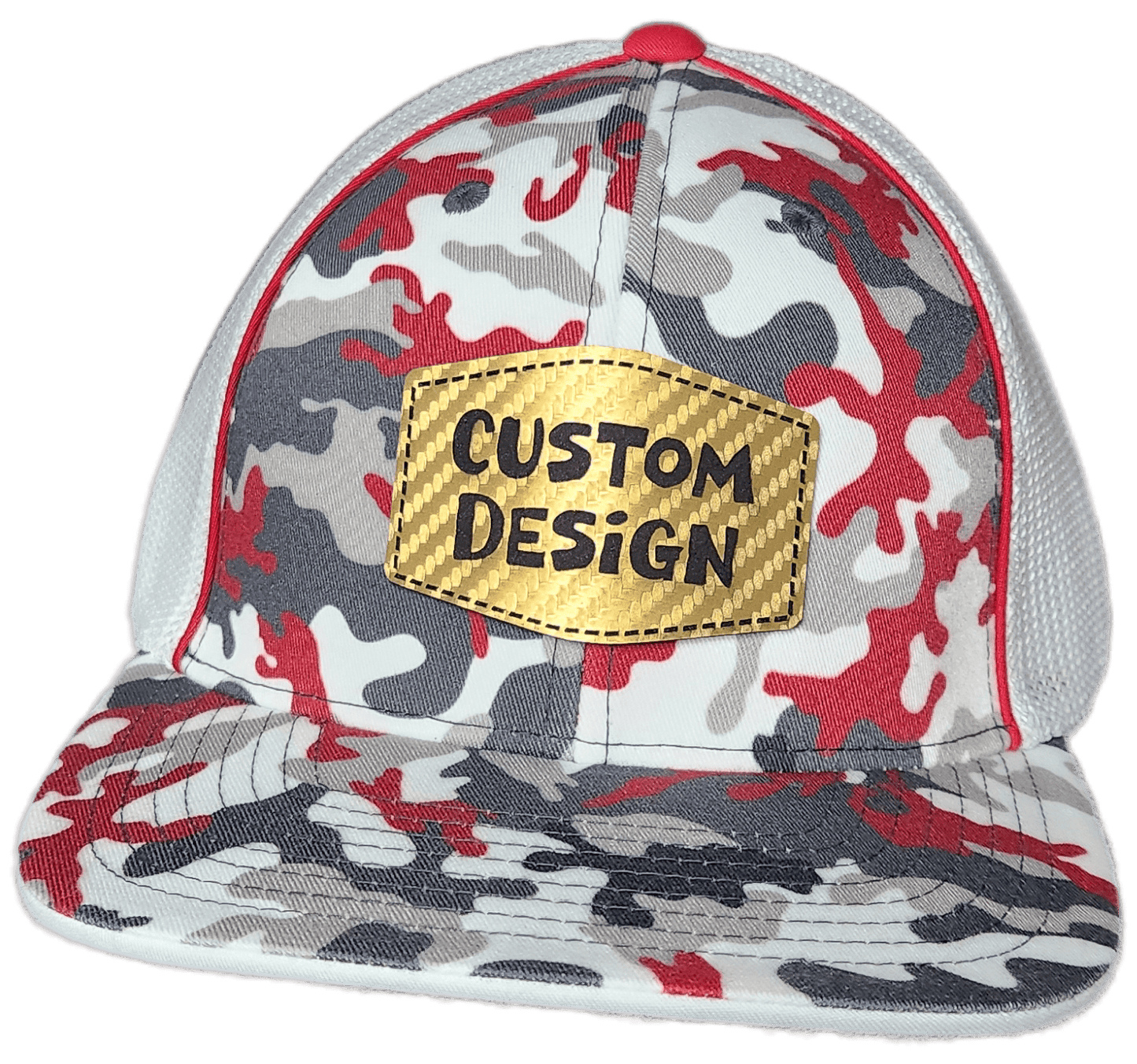 Custom Patch - Pacific Headwear Glamo Mesh Flex Fit Trucker Cap - RED/WHITE/RED - Smalltown Connetchin