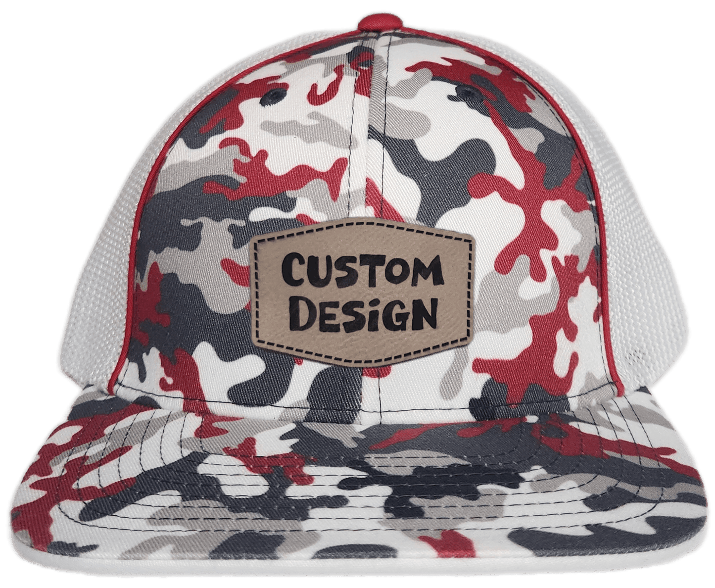 Custom Patch - Pacific Headwear Glamo Mesh Flex Fit Trucker Cap - RED/WHITE/RED - Smalltown Connetchin