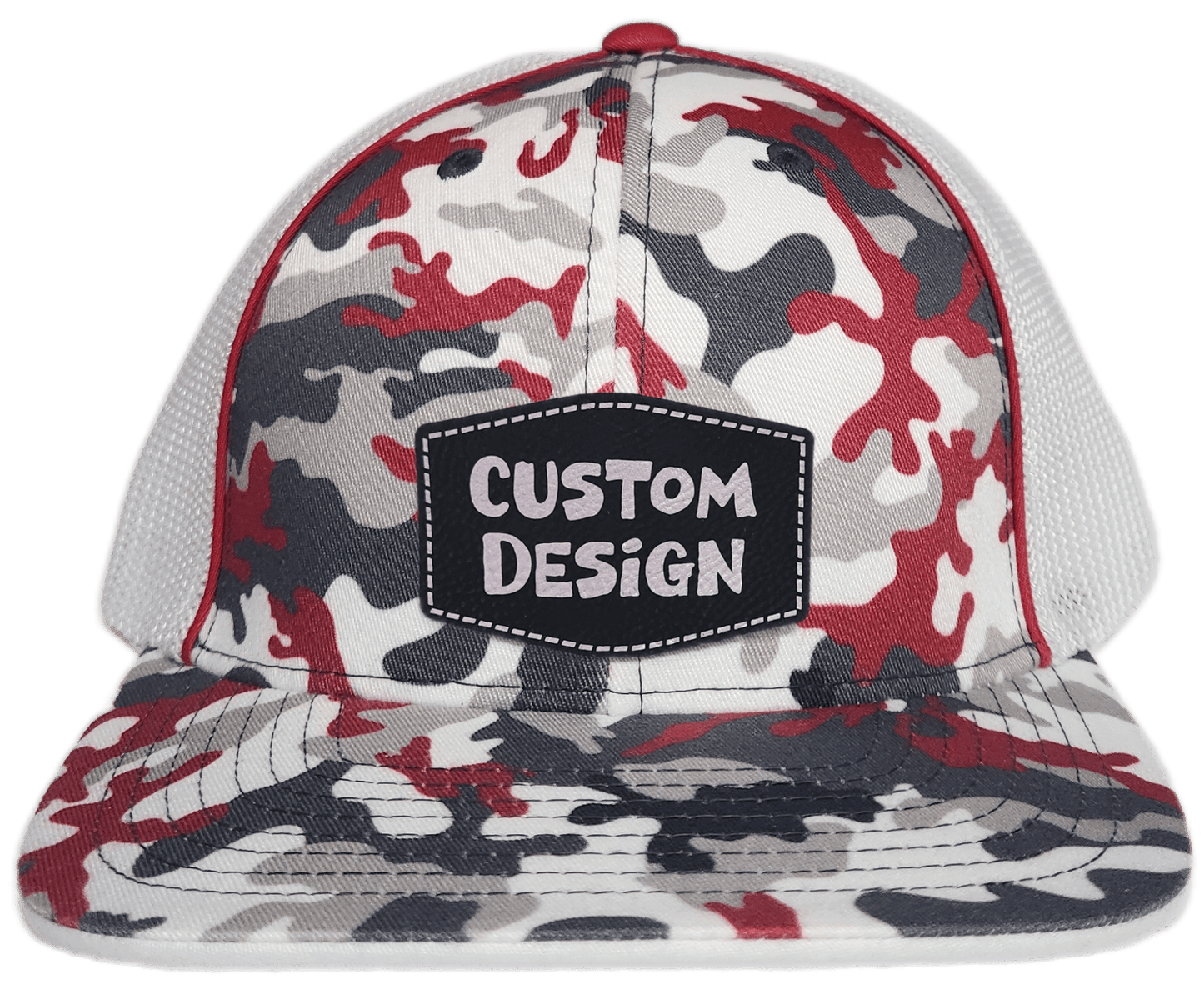 Custom Patch - Pacific Headwear Glamo Mesh Flex Fit Trucker Cap - RED/WHITE/RED - Smalltown Connetchin