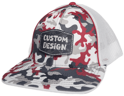 Custom Patch - Pacific Headwear Glamo Mesh Flex Fit Trucker Cap - RED/WHITE/RED - Smalltown Connetchin