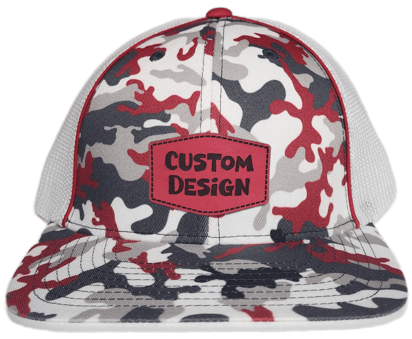 Custom Patch - Pacific Headwear Glamo Mesh Flex Fit Trucker Cap - RED/WHITE/RED - Smalltown Connetchin