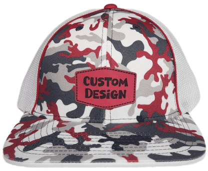 Custom Patch - Pacific Headwear Glamo Mesh Flex Fit Trucker Cap - RED/WHITE/RED - Smalltown Connetchin