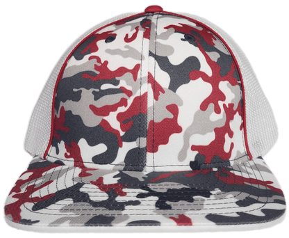 Custom Patch - Pacific Headwear Glamo Mesh Flex Fit Trucker Cap - RED/WHITE/RED - Smalltown Connetchin