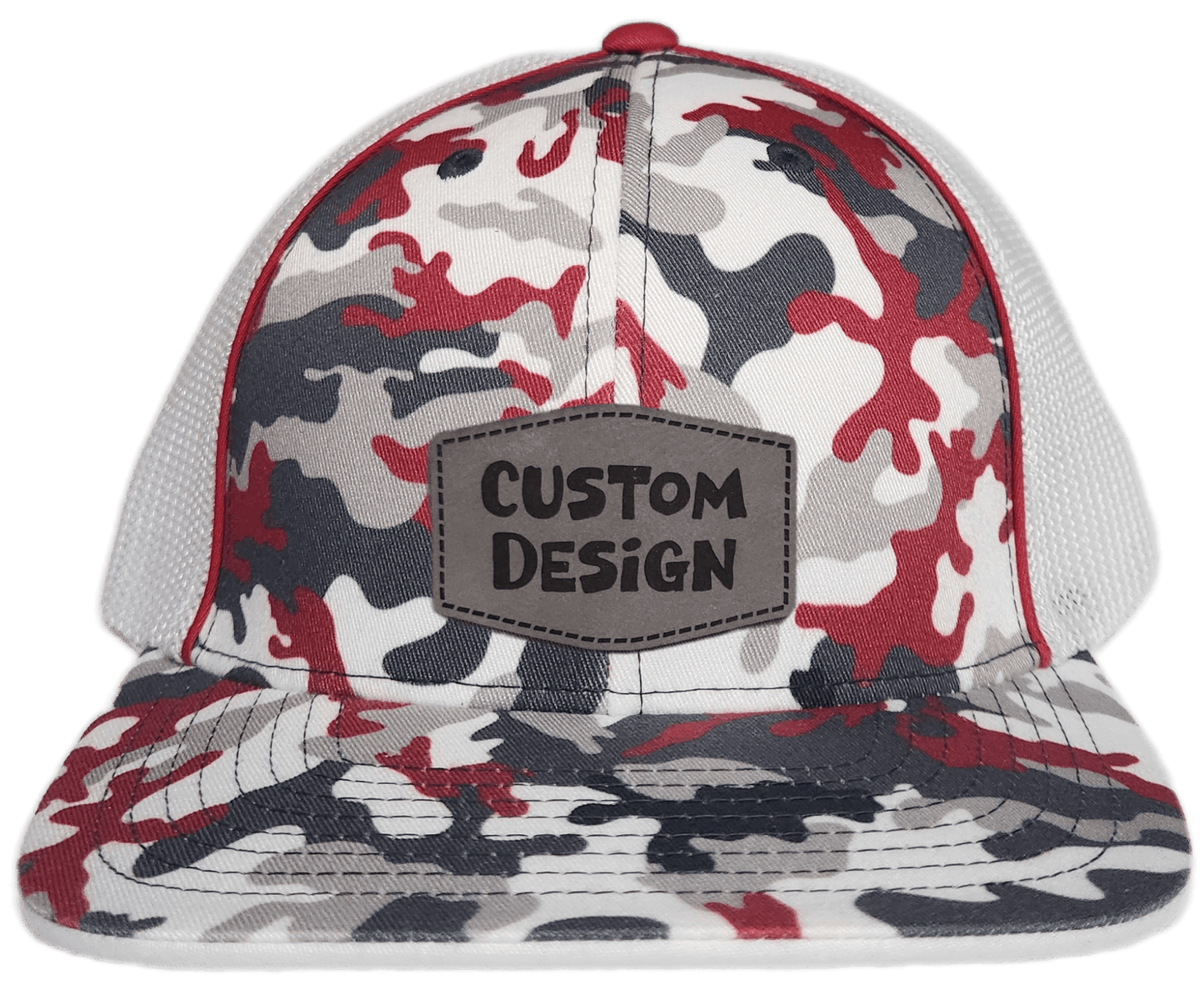 Custom Patch - Pacific Headwear Glamo Mesh Flex Fit Trucker Cap - RED/WHITE/RED - Smalltown Connetchin