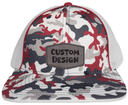 Custom Patch - Pacific Headwear Glamo Mesh Flex Fit Trucker Cap - RED/WHITE/RED - Smalltown Connetchin