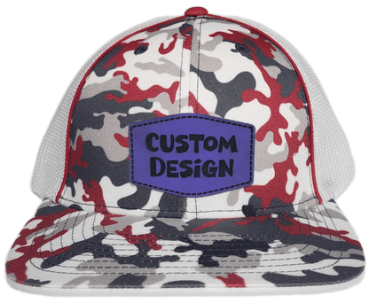 Custom Patch - Pacific Headwear Glamo Mesh Flex Fit Trucker Cap - RED/WHITE/RED - Smalltown Connetchin
