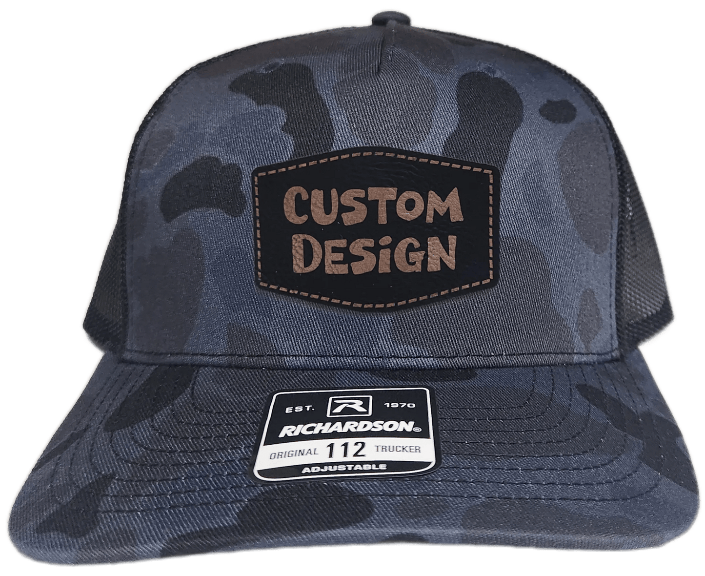 Custom Patch - Richardson 112PFP Printed Five Panel Snapback - ADMIRAL DUCK CAMO/BLACK - Smalltown Connetchin