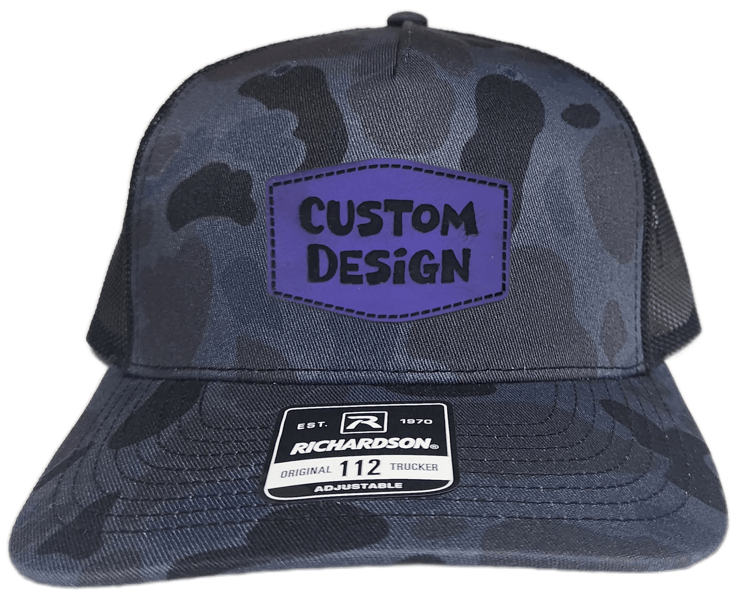 Custom Patch - Richardson 112PFP Printed Five Panel Snapback - ADMIRAL DUCK CAMO/BLACK - Smalltown Connetchin