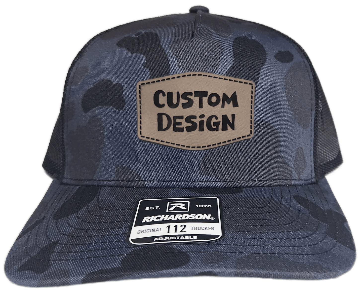 Custom Patch - Richardson 112PFP Printed Five Panel Snapback - ADMIRAL DUCK CAMO/BLACK - Smalltown Connetchin