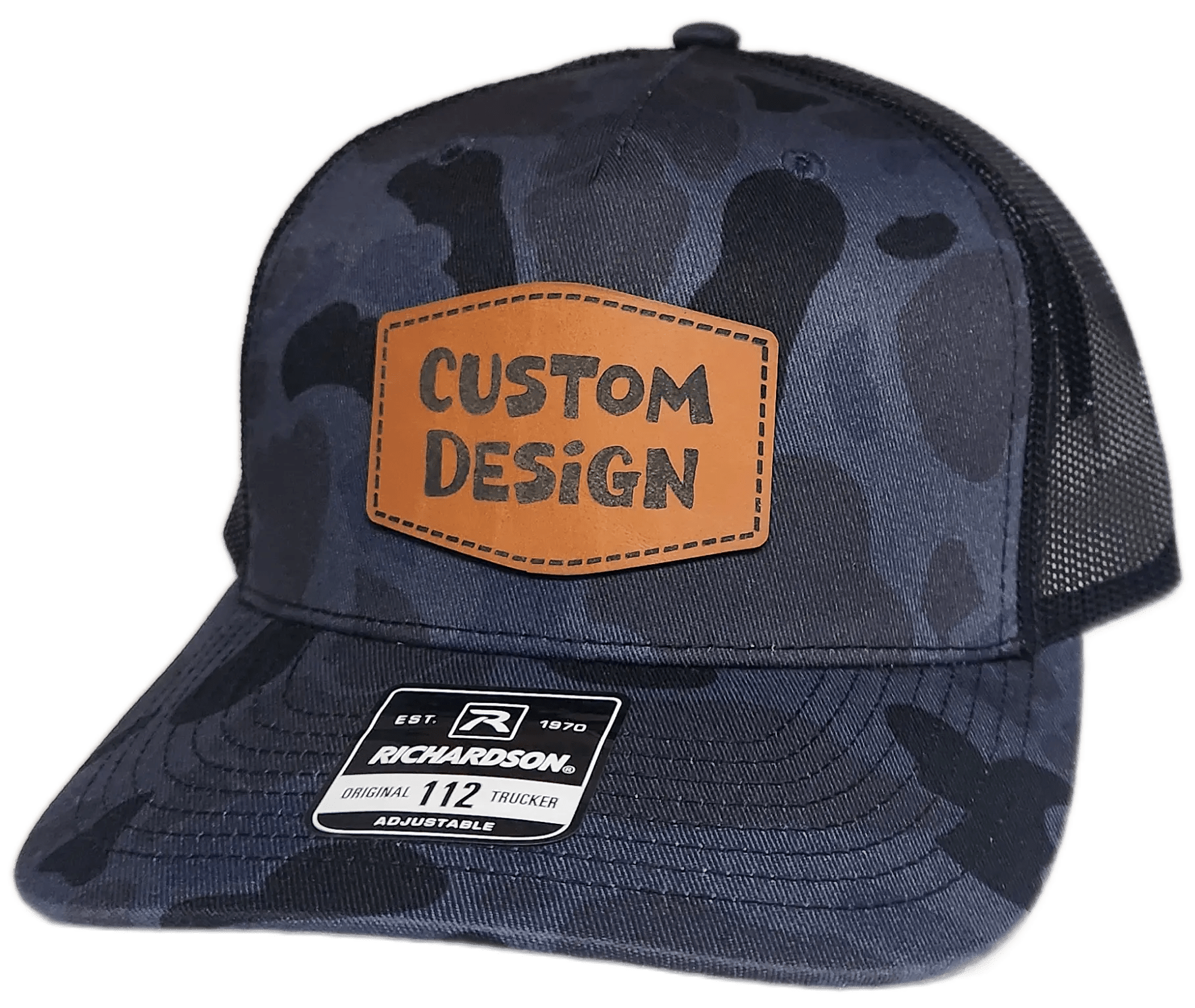 Custom Patch - Richardson 112PFP Printed Five Panel Snapback - ADMIRAL DUCK CAMO/BLACK - Smalltown Connetchin