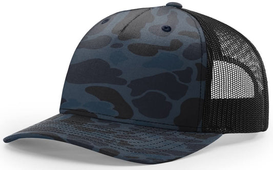 Custom Patch - Richardson 112PFP Printed Five Panel Snapback - ADMIRAL DUCK CAMO/BLACK - Smalltown Connetchin