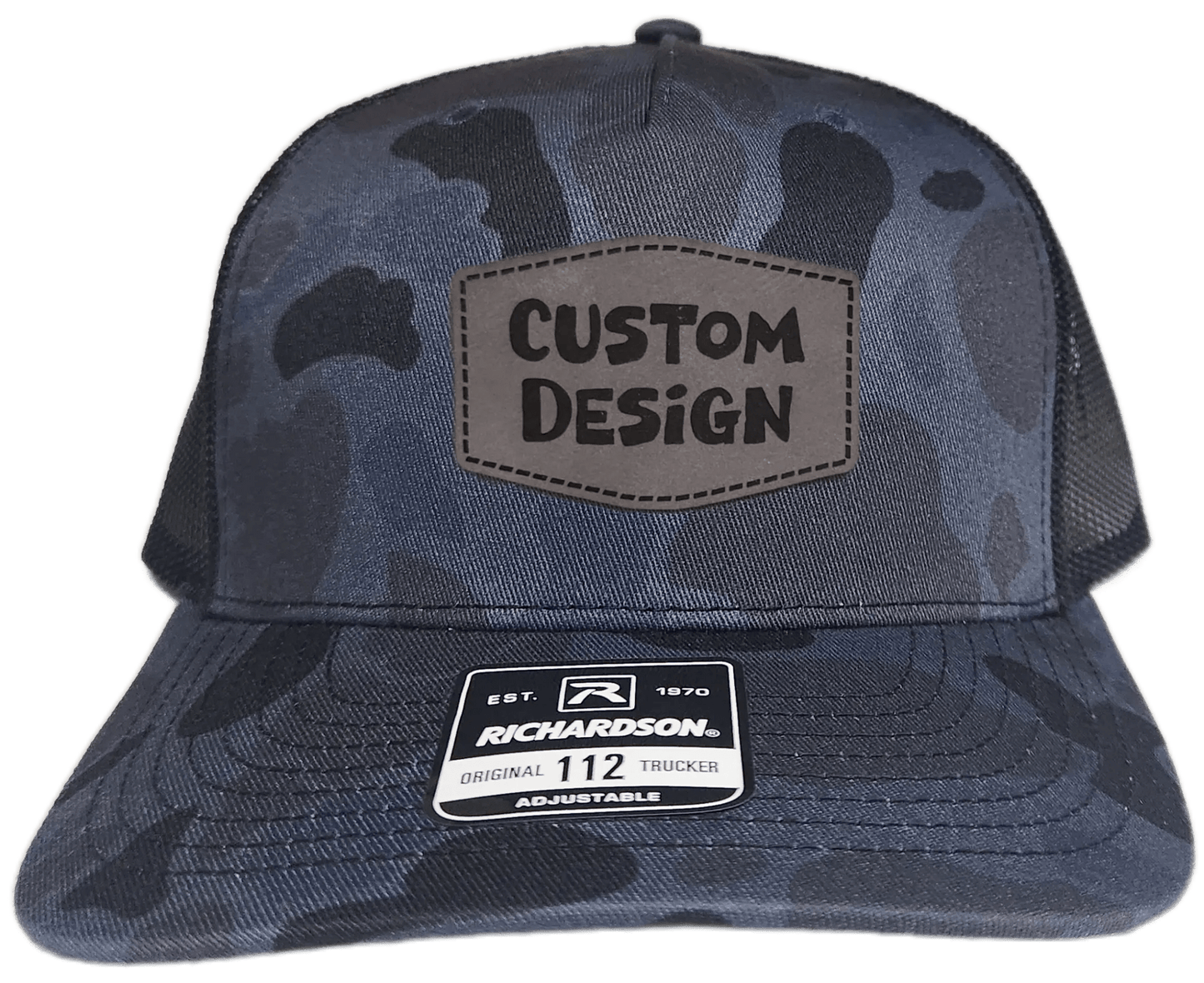 Custom Patch - Richardson 112PFP Printed Five Panel Snapback - ADMIRAL DUCK CAMO/BLACK - Smalltown Connetchin