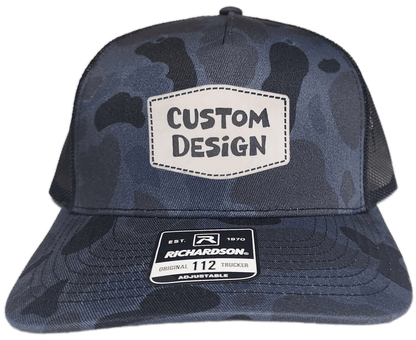 Custom Patch - Richardson 112PFP Printed Five Panel Snapback - ADMIRAL DUCK CAMO/BLACK - Smalltown Connetchin