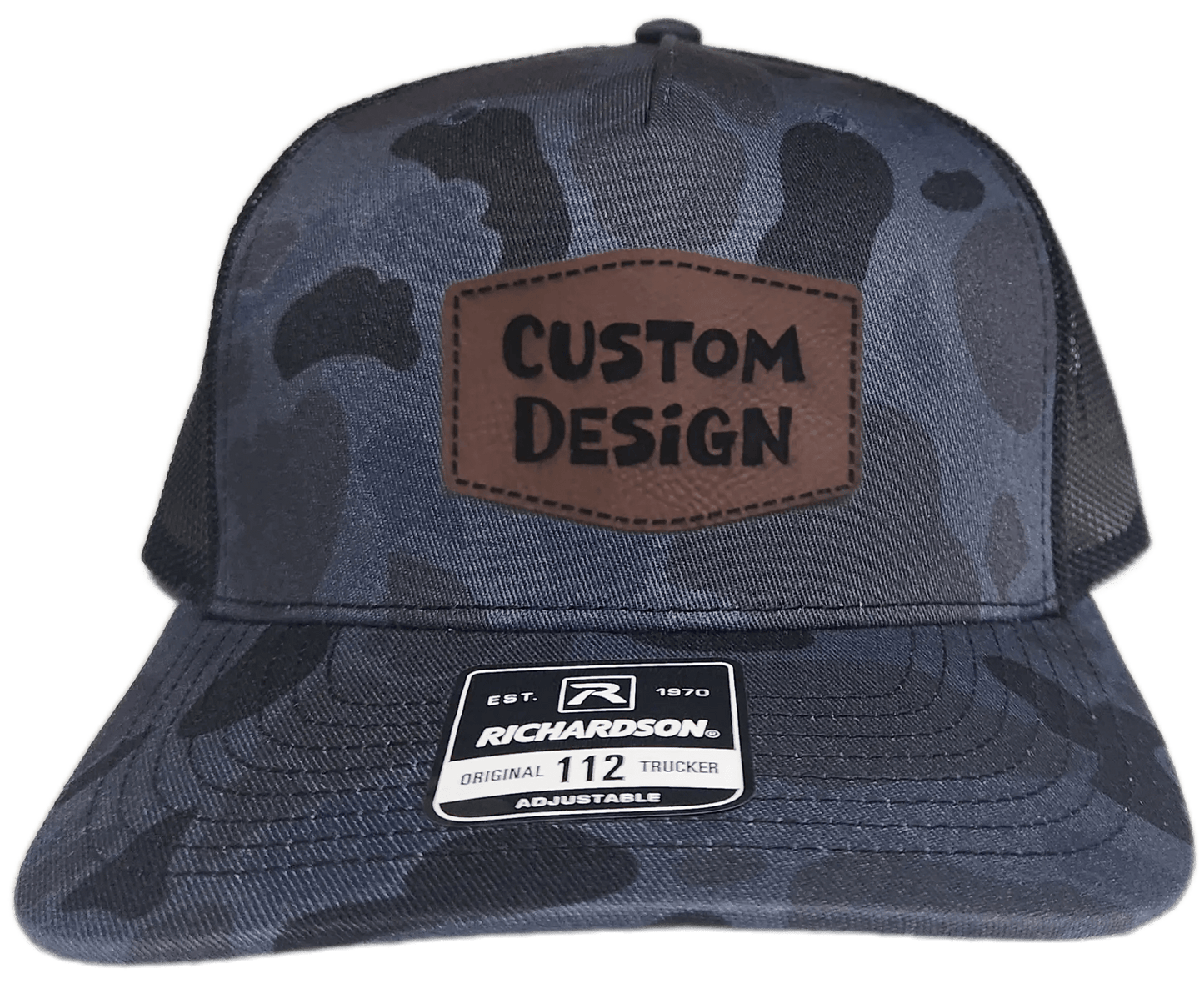 Custom Patch - Richardson 112PFP Printed Five Panel Snapback - ADMIRAL DUCK CAMO/BLACK - Smalltown Connetchin