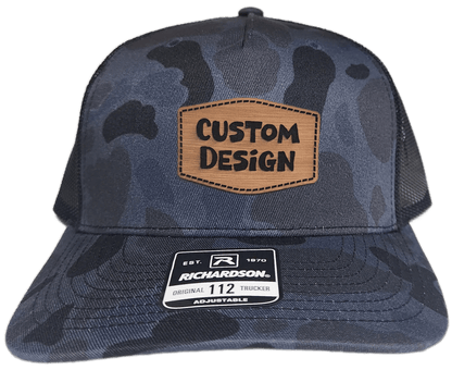 Custom Patch - Richardson 112PFP Printed Five Panel Snapback - ADMIRAL DUCK CAMO/BLACK - Smalltown Connetchin