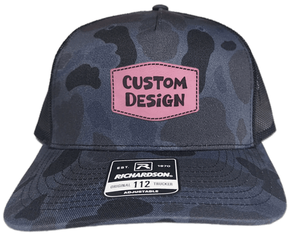 Custom Patch - Richardson 112PFP Printed Five Panel Snapback - ADMIRAL DUCK CAMO/BLACK - Smalltown Connetchin