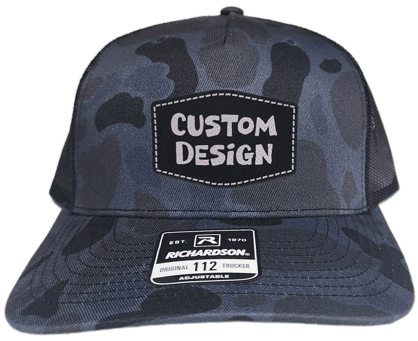 Custom Patch - Richardson 112PFP Printed Five Panel Snapback - ADMIRAL DUCK CAMO/BLACK - Smalltown Connetchin