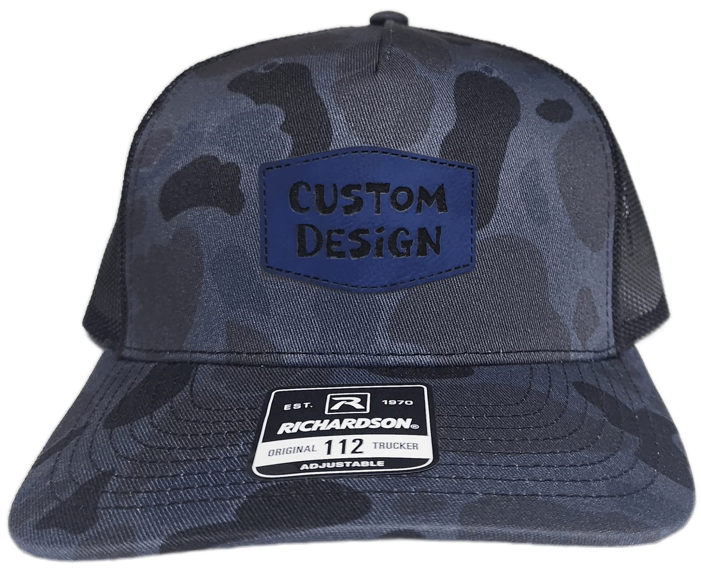 Custom Patch - Richardson 112PFP Printed Five Panel Snapback - ADMIRAL DUCK CAMO/BLACK - Smalltown Connetchin