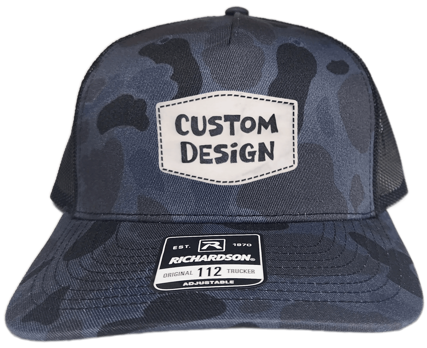 Custom Patch - Richardson 112PFP Printed Five Panel Snapback - ADMIRAL DUCK CAMO/BLACK - Smalltown Connetchin