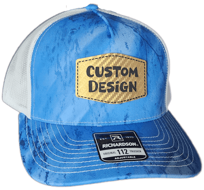 Custom Patch - Richardson 112PFP Printed Five Panel Snapback - REALTREE FISHING LIGHT BLUE/WHITE - Smalltown Connetchin