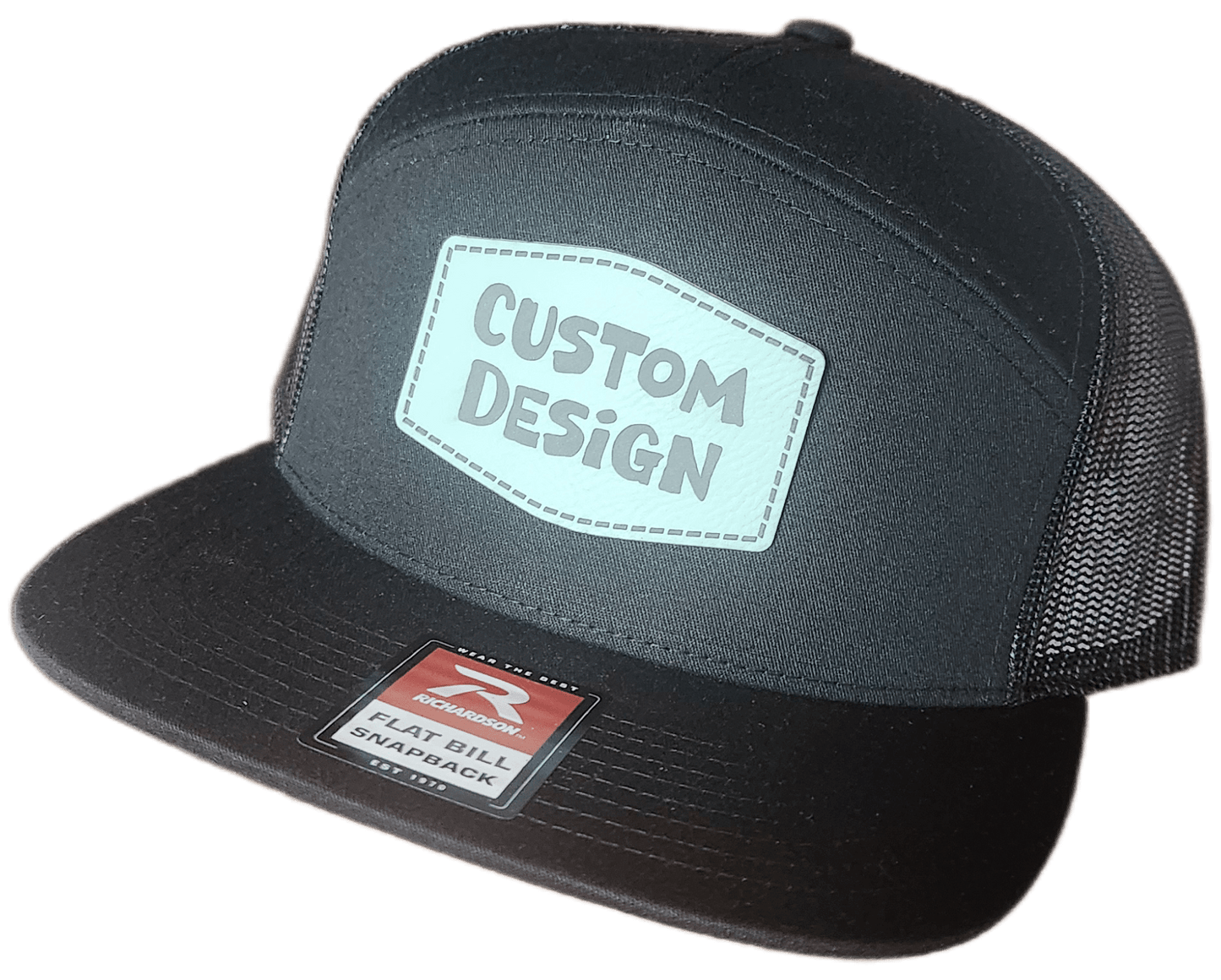 Custom Patch - Richardson 168 | 7 Panel Flat Bill Snapback Cap - BLACK - Smalltown Connetchin