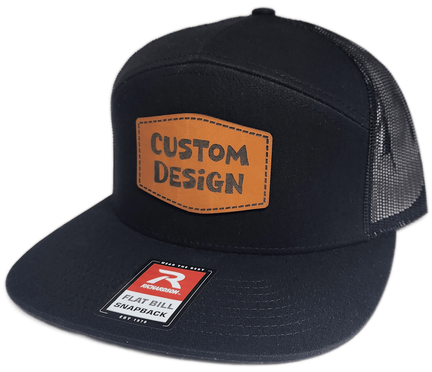 Custom Patch - Richardson 168 | 7 Panel Flat Bill Snapback Cap - BLACK - Smalltown Connetchin
