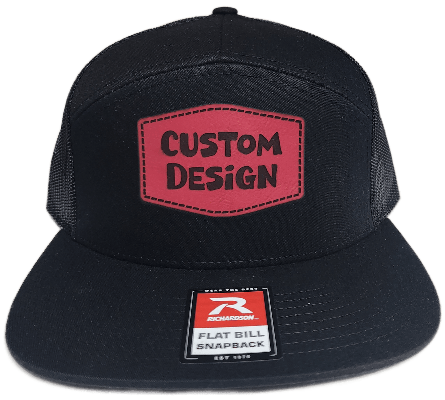 Custom Patch - Richardson 168 | 7 Panel Flat Bill Snapback Cap - BLACK - Smalltown Connetchin