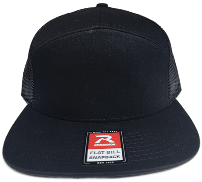 Custom Patch - Richardson 168 | 7 Panel Flat Bill Snapback Cap - BLACK - Smalltown Connetchin