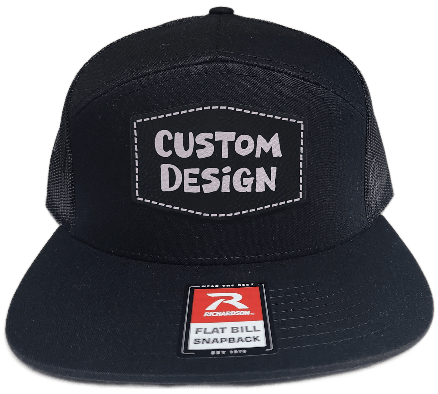Custom Patch - Richardson 168 | 7 Panel Flat Bill Snapback Cap - BLACK - Smalltown Connetchin